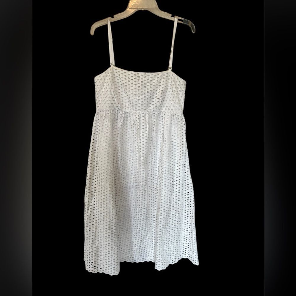 Liz Claiborne White Eyelet Babydoll Y2K Adjustable Spaghetti Strap Dress New 10